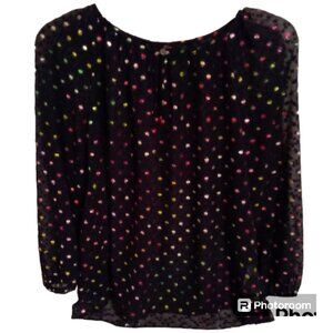 J Crew sheer colorful dot blouse z XS